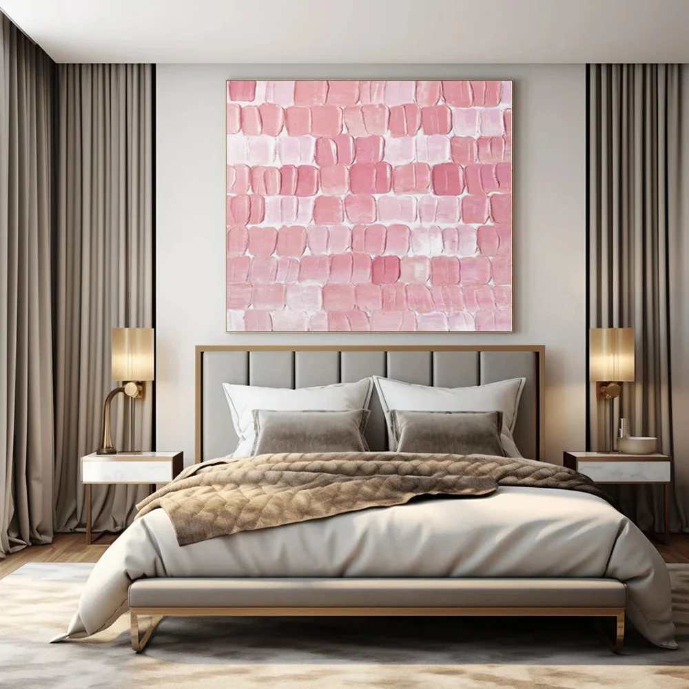 Tiles Handmade Pink Textured Scale Canvas Wall Art J6596